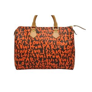 Louis Vuitton Orange handbag Sprouse Stephen Monogram Speedy Graffiti